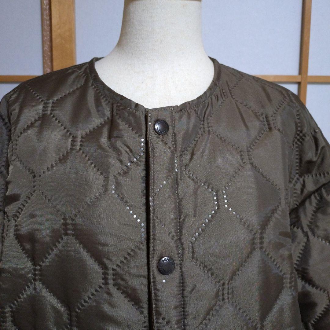 美品　アーメン　ARMEN オーバーサイズノーカラー キルティングコート ロング