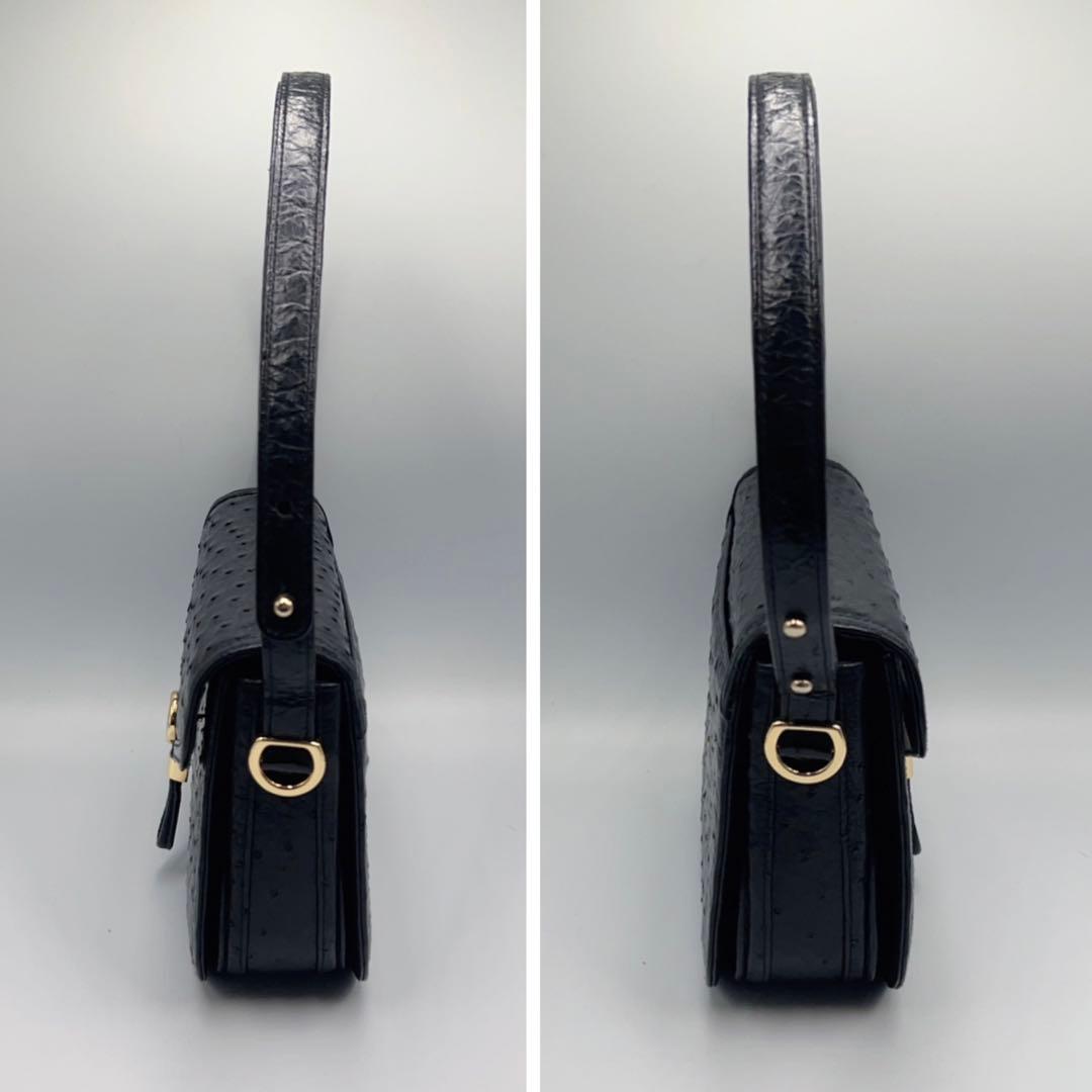 美品✨COMTESSE コンテス 2WEYショルダーバッグ　オーストリッチ　黒