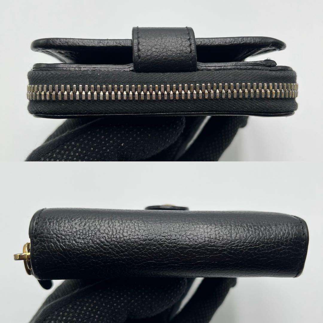 大人気✨ イルビゾンテ 二つ折り財布 ブラック レザー シボ 金ボタン