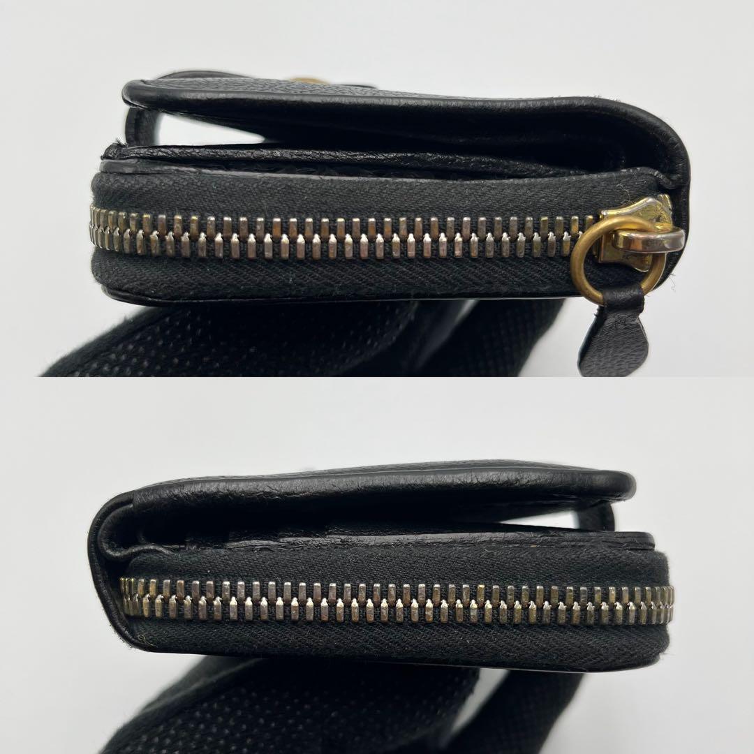 大人気✨ イルビゾンテ 二つ折り財布 ブラック レザー シボ 金ボタン