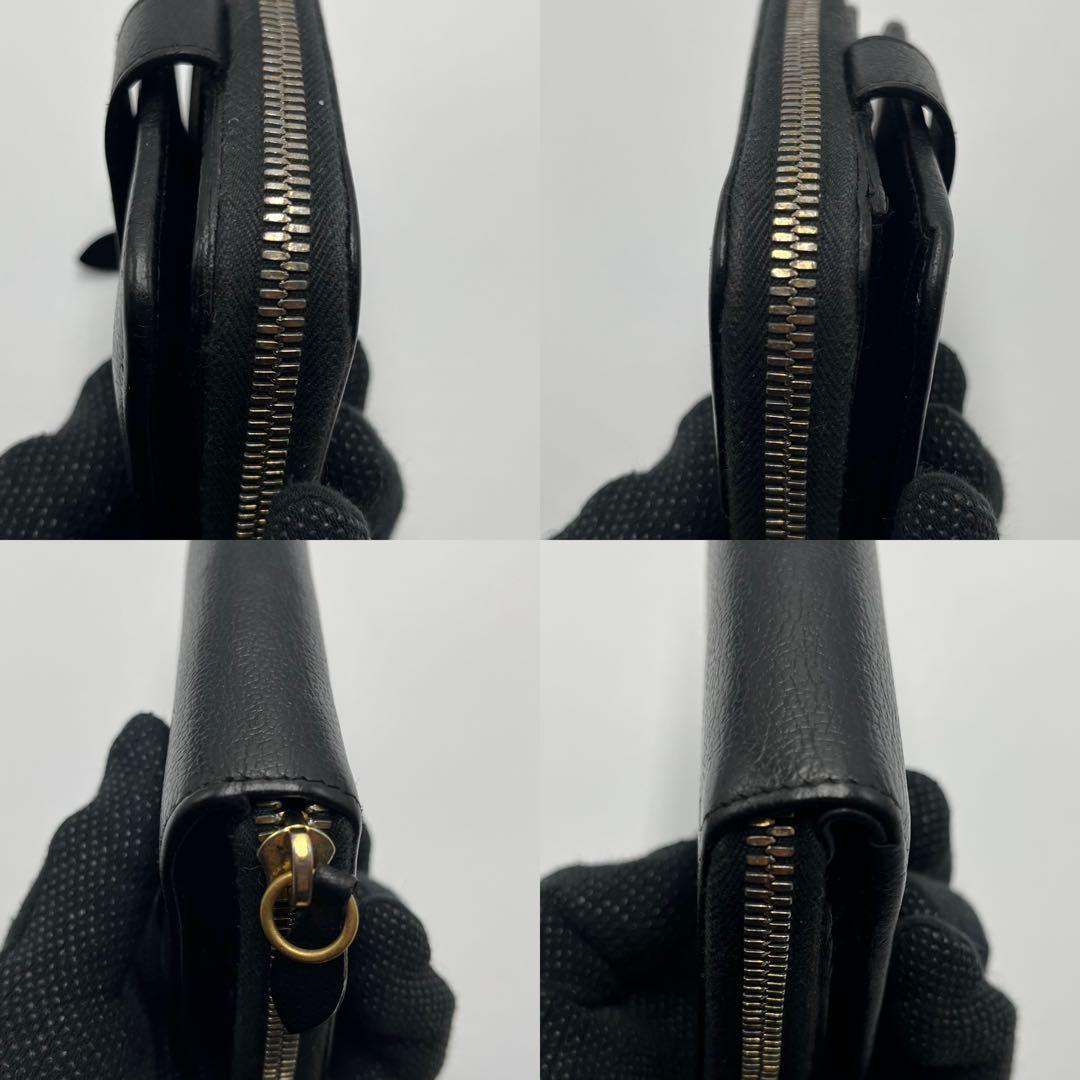 大人気✨ イルビゾンテ 二つ折り財布 ブラック レザー シボ 金ボタン