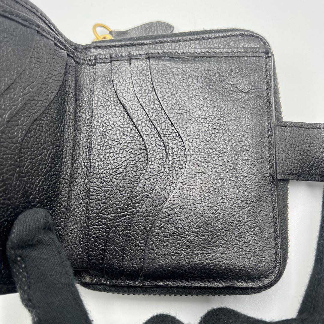 大人気✨ イルビゾンテ 二つ折り財布 ブラック レザー シボ 金ボタン
