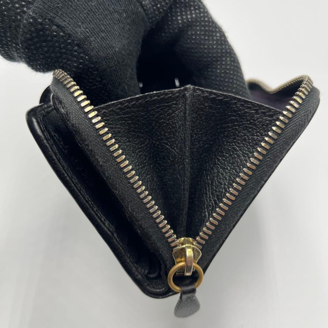 大人気✨ イルビゾンテ 二つ折り財布 ブラック レザー シボ 金ボタン