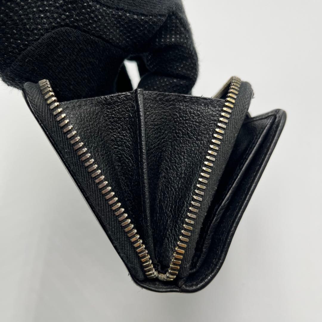 大人気✨ イルビゾンテ 二つ折り財布 ブラック レザー シボ 金ボタン