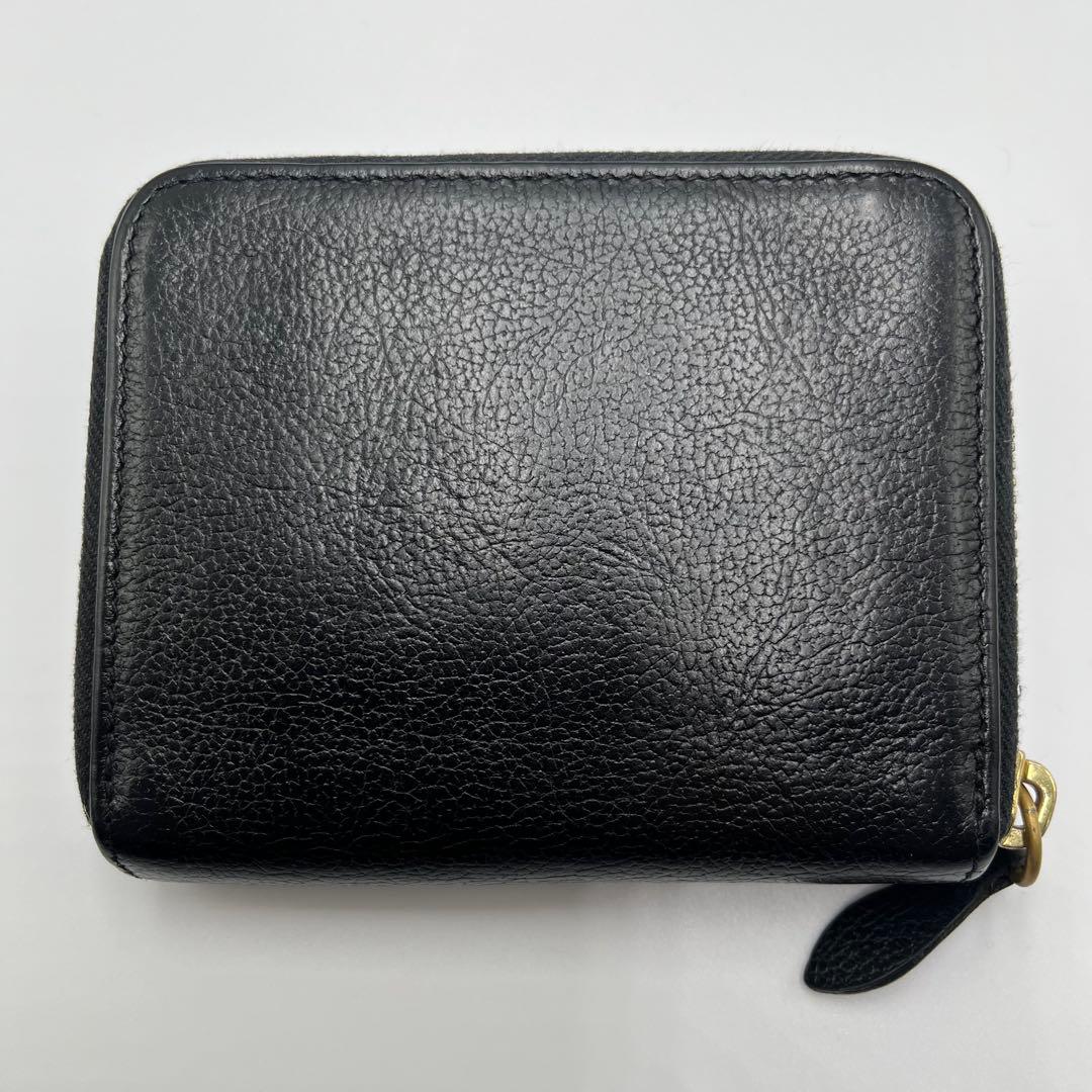 大人気✨ イルビゾンテ 二つ折り財布 ブラック レザー シボ 金ボタン