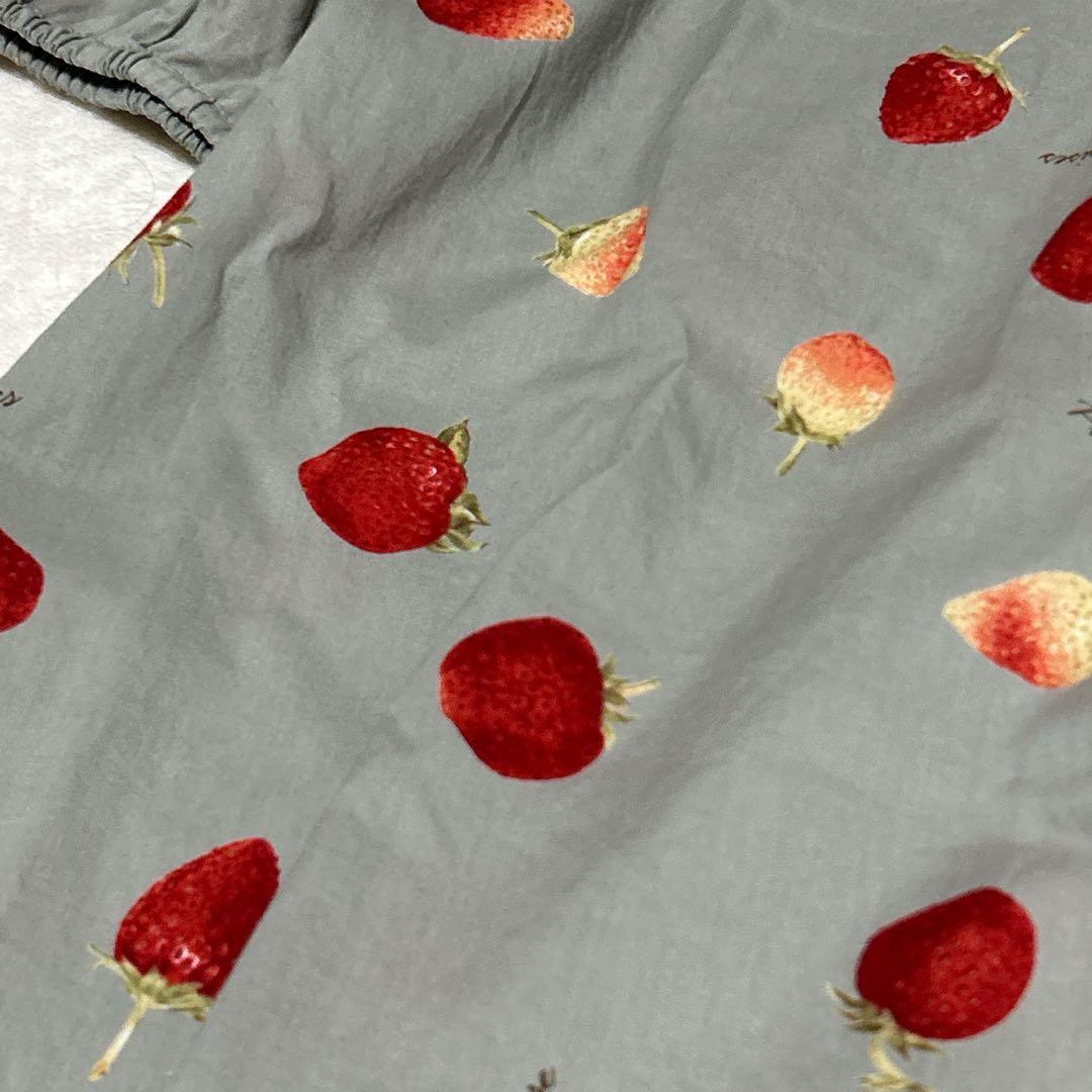 ピンクハウス 大人気の苺プリント ローンチュニック グレー いちご イチゴＰ38