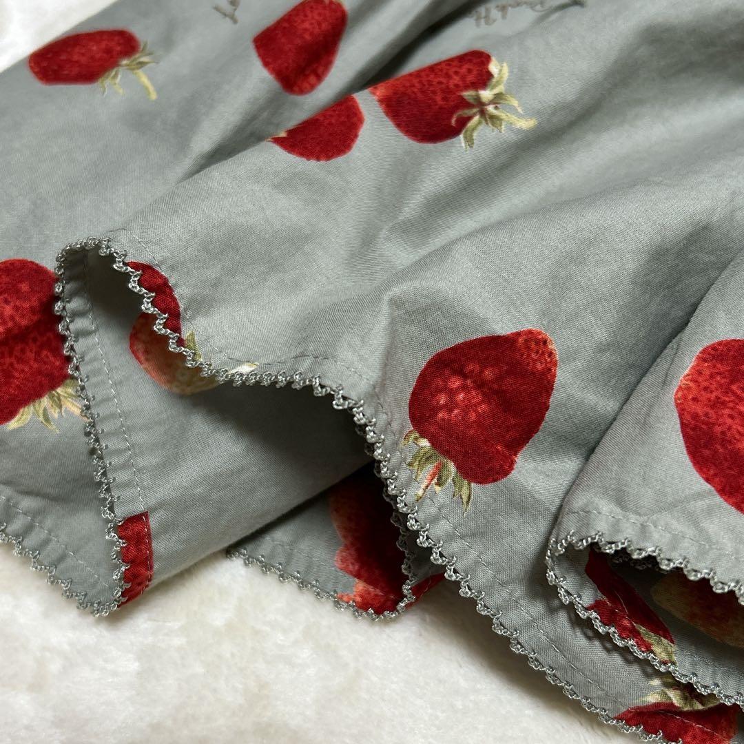 ピンクハウス 大人気の苺プリント ローンチュニック グレー いちご イチゴＰ38