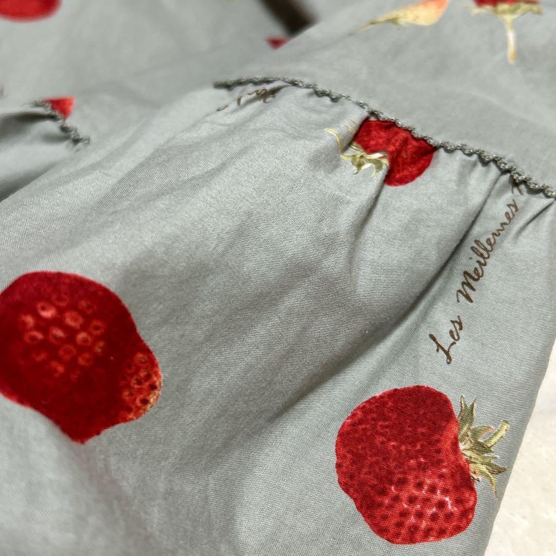 ピンクハウス 大人気の苺プリント ローンチュニック グレー いちご イチゴＰ38