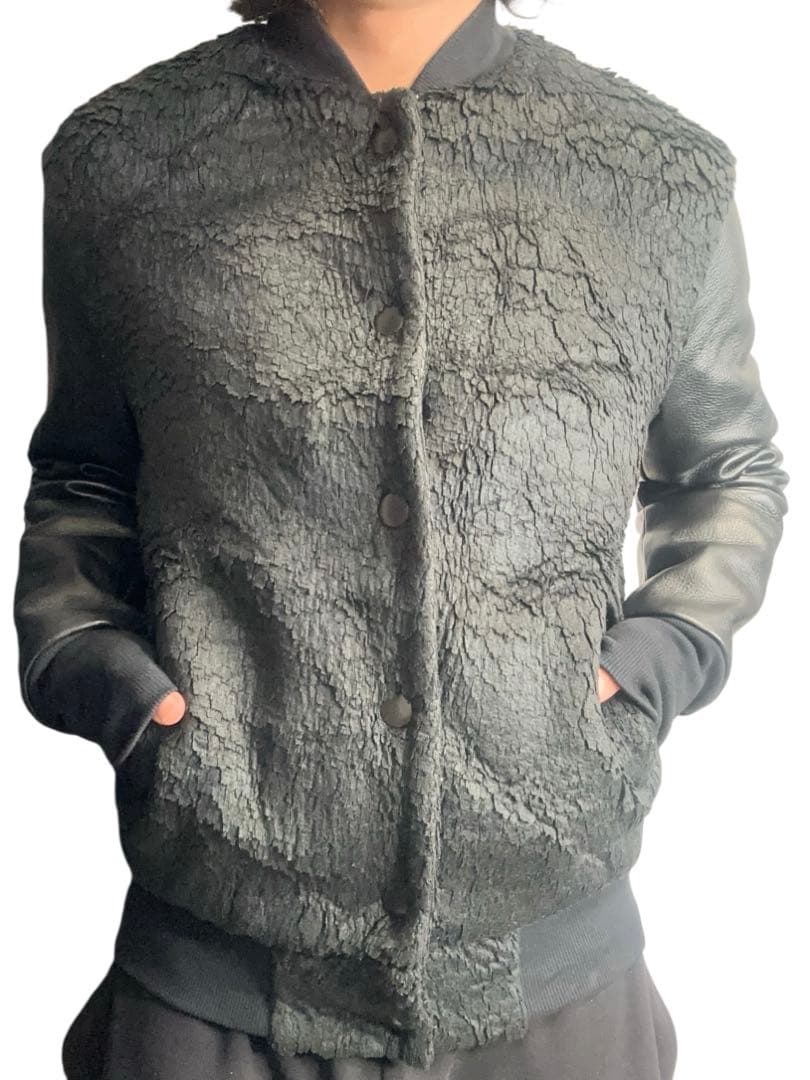 ジャケット・アウター leather switch crush boa stadium jacket