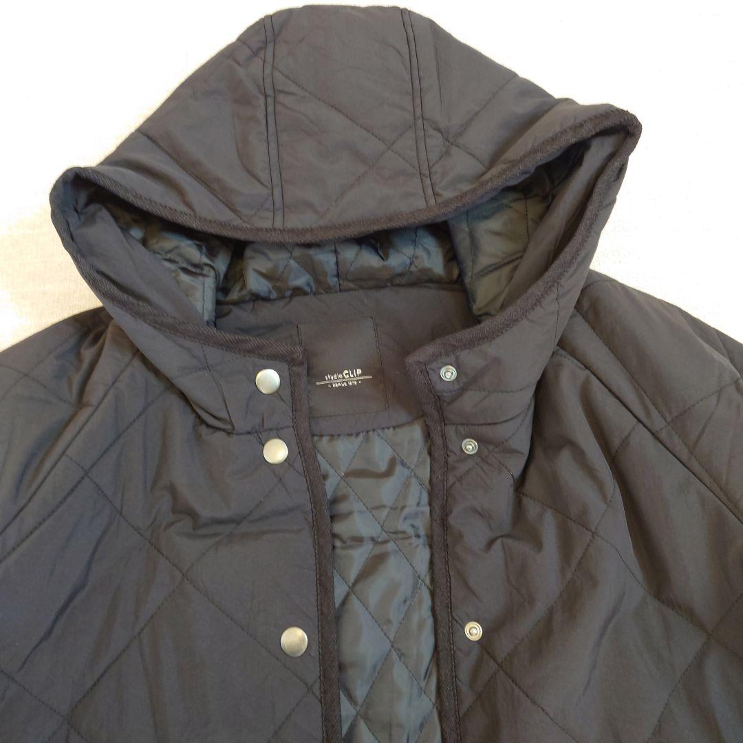 ブラック キルティング ロングコート