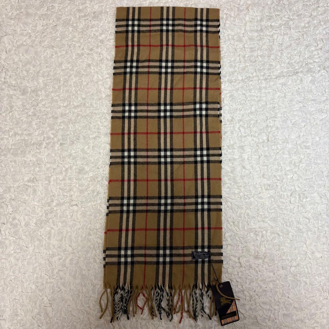 新品　未使用　バーバリー　ノバチェック　ウール　マフラー　ベージュ