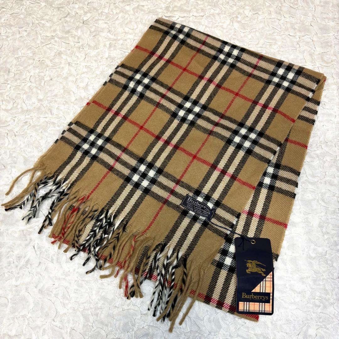 新品　未使用　バーバリー　ノバチェック　ウール　マフラー　ベージュ