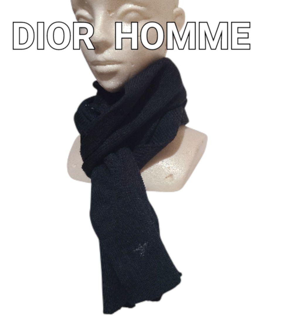 Dior Homme ブラック ウールマフラー