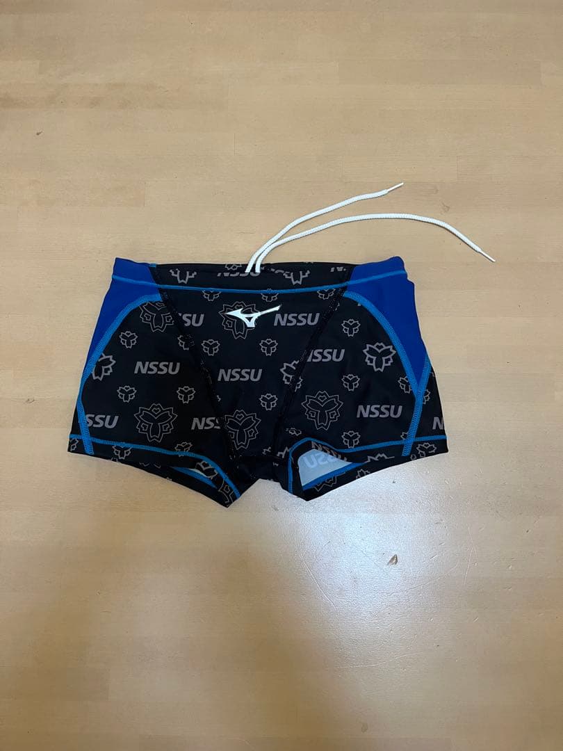 日本体育大学　男子用競泳水着　黒/青