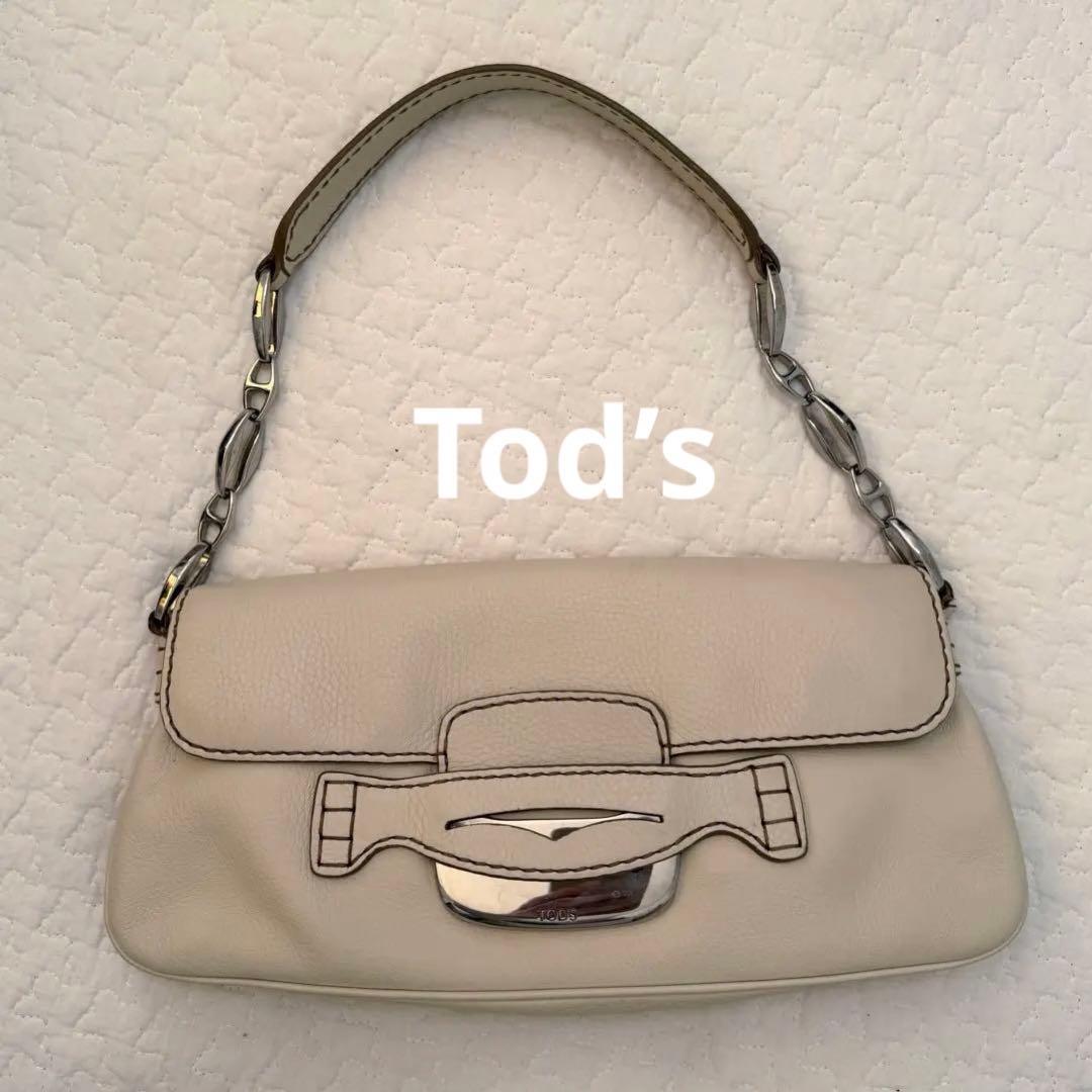 Tod's レザーショルダーバッグ ホワイト