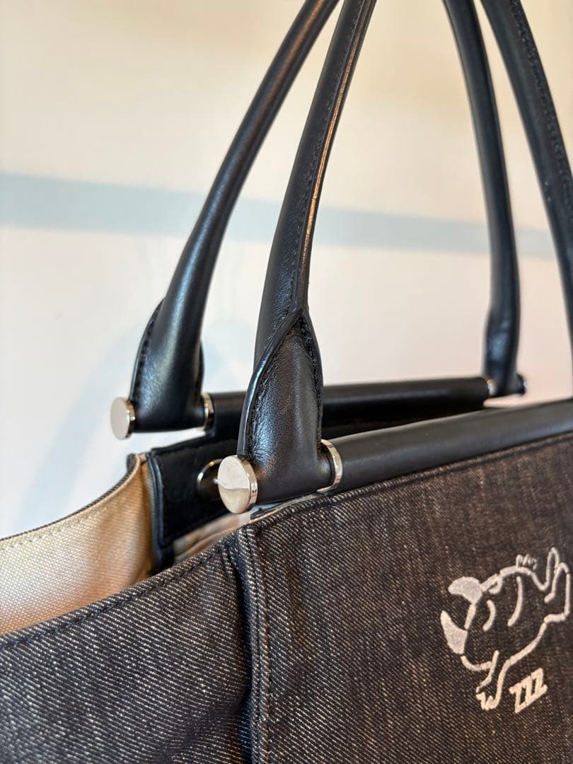 希少　Max Mara マックスマーラ　デニム地　ペイント　トートバッグ