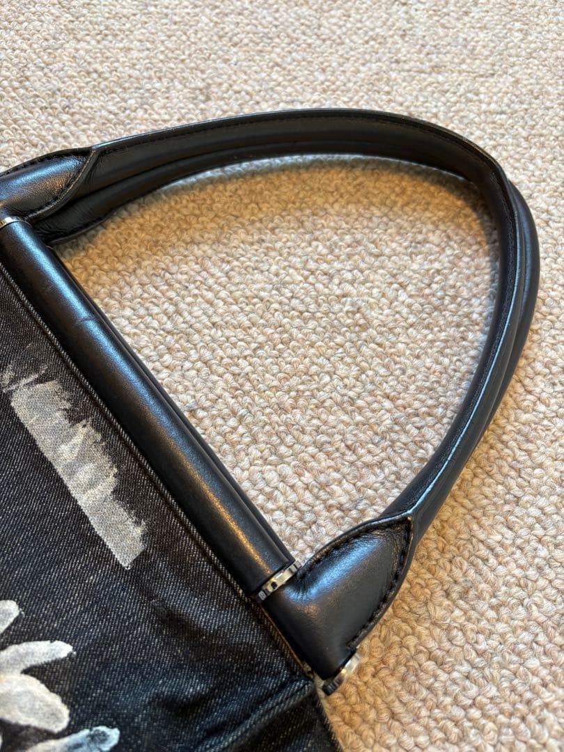 希少　Max Mara マックスマーラ　デニム地　ペイント　トートバッグ