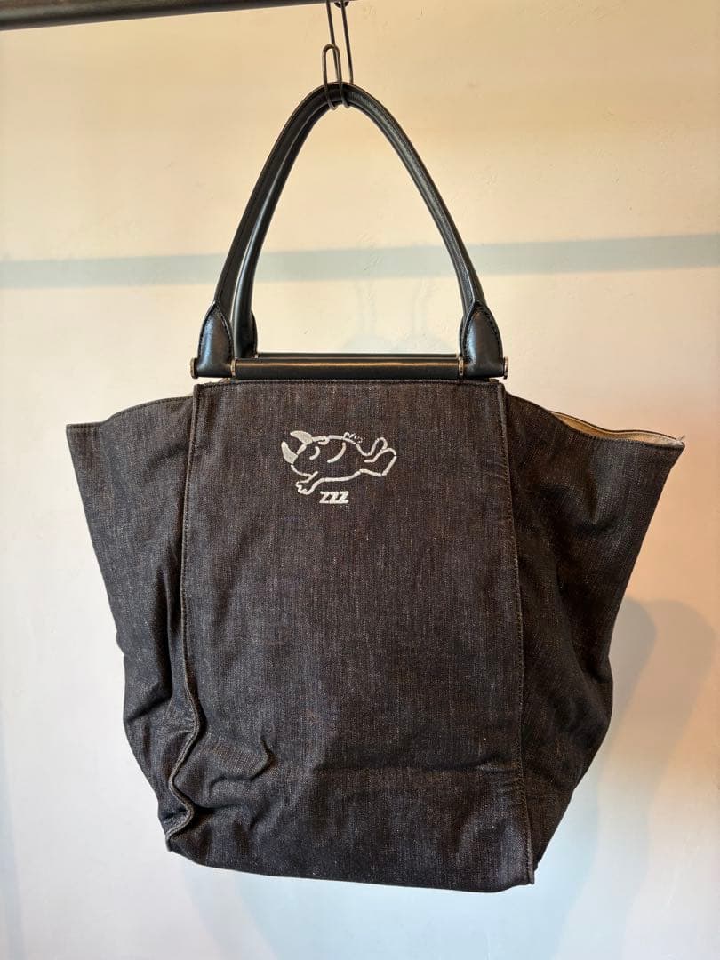 希少　Max Mara マックスマーラ　デニム地　ペイント　トートバッグ