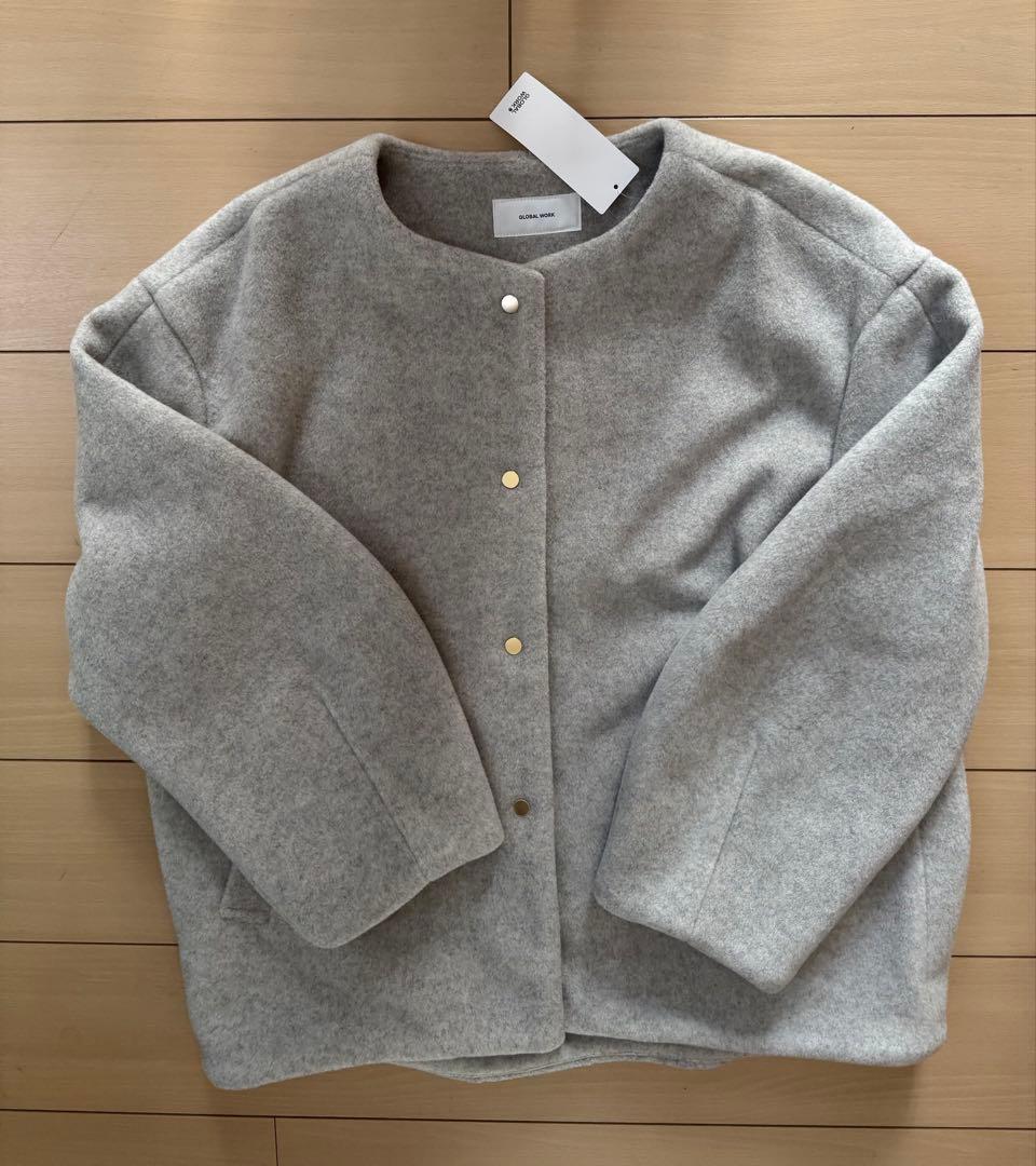 global work ウールライクコクーンコート　グレー Lサイズ