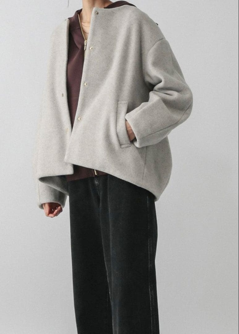 global work ウールライクコクーンコート　グレー Lサイズ