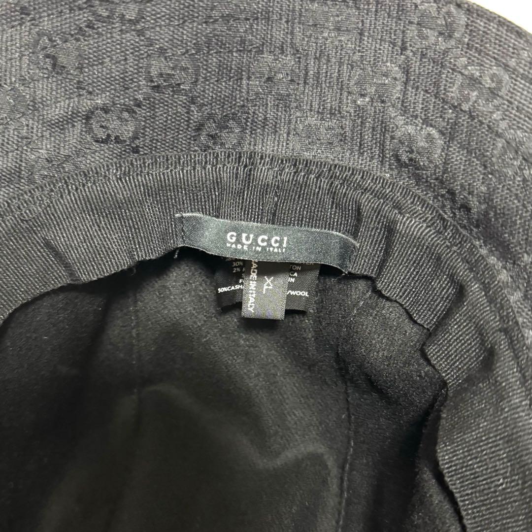 GUCCI ブラックバケットハット シェリーライン　GGパターン