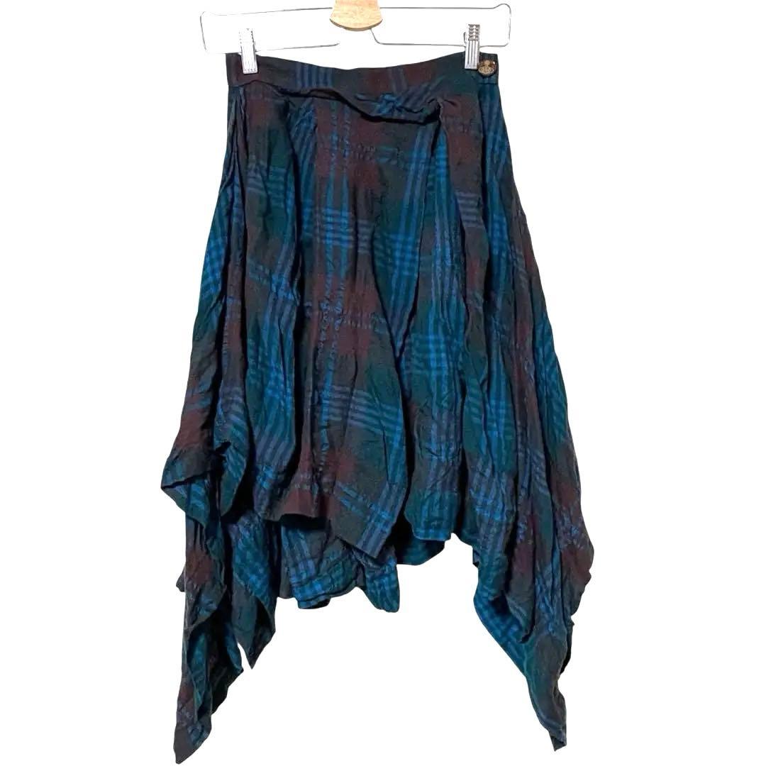 日本製 ヴィヴィアンウエストウッド タータンチェック 変形 スカート オーブ