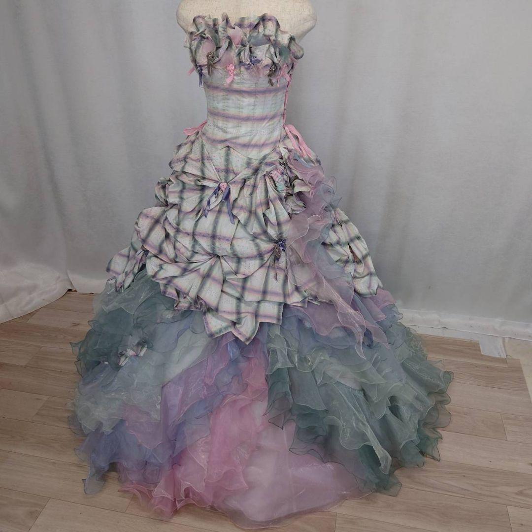 7-9号★NICE CLAUP★サイド編み上げカラードレス