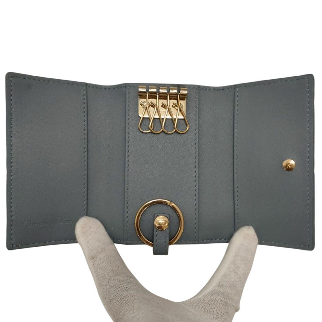 ディオール　キーケース　キーリング　カナージュ　ブルー　ディオールチャーム