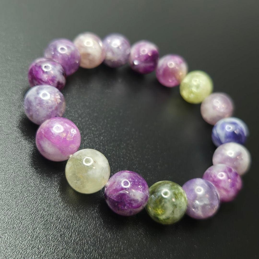 【希少石/最強品質】MIXレピドライトシリカ＊約11mm＊　天然石ブレスレット