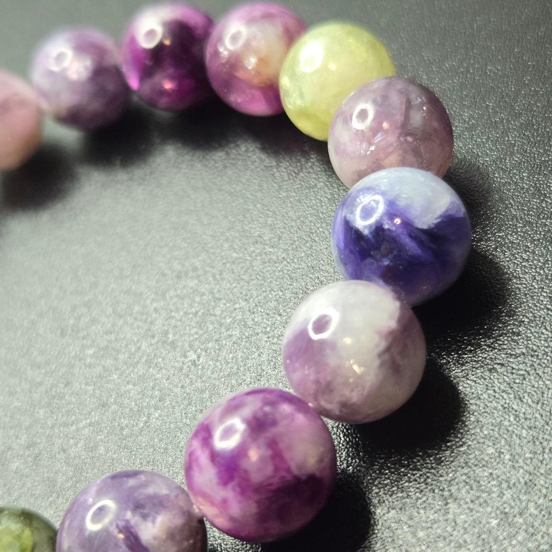 【希少石/最強品質】MIXレピドライトシリカ＊約11mm＊　天然石ブレスレット