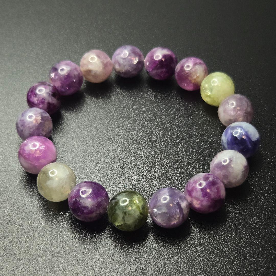 【希少石/最強品質】MIXレピドライトシリカ＊約11mm＊　天然石ブレスレット