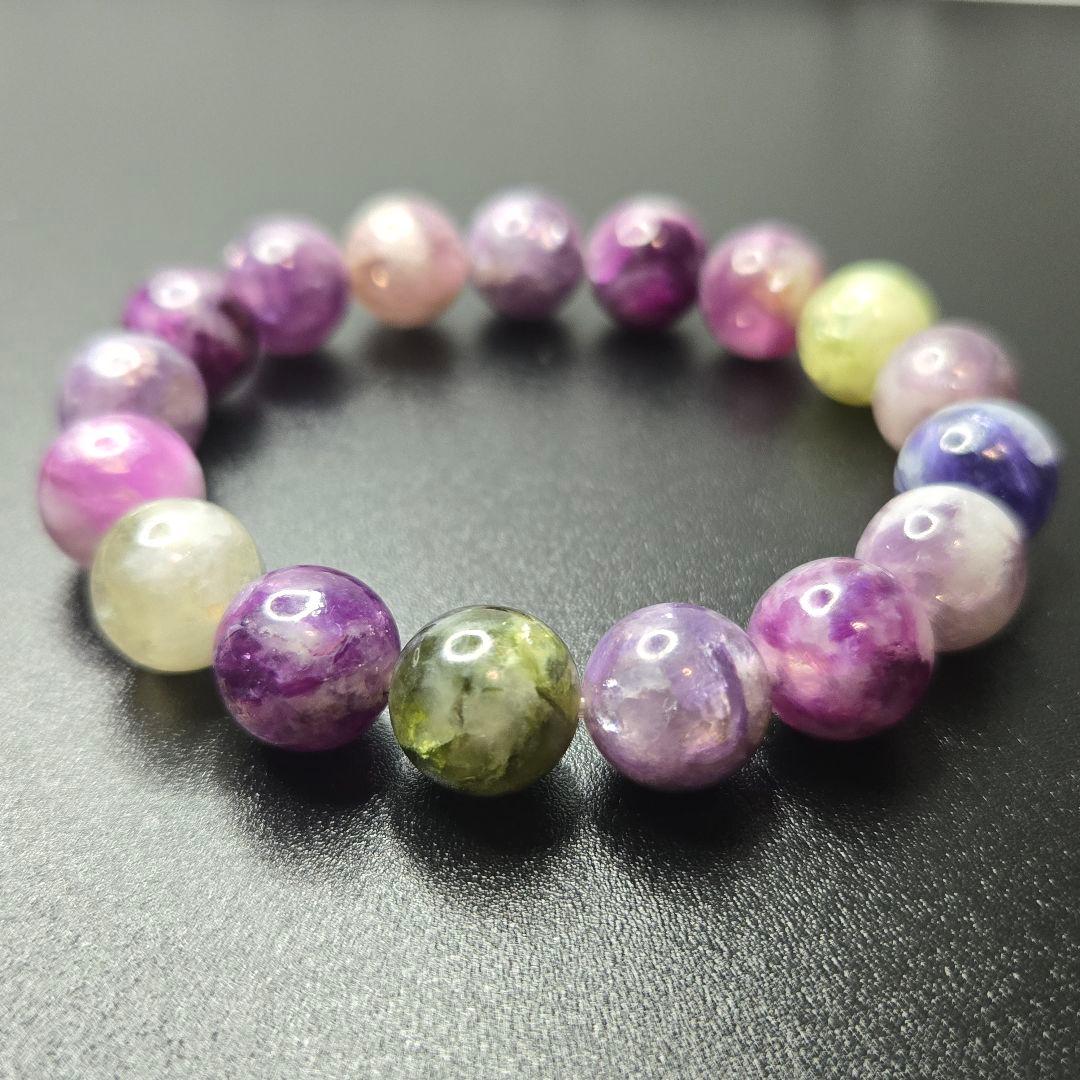 【希少石/最強品質】MIXレピドライトシリカ＊約11mm＊　天然石ブレスレット