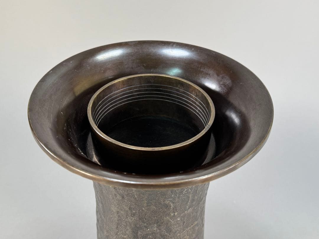 いけばな池坊　松月堂古流　伝統生け花　銅花器　花瓶　剣山た付き