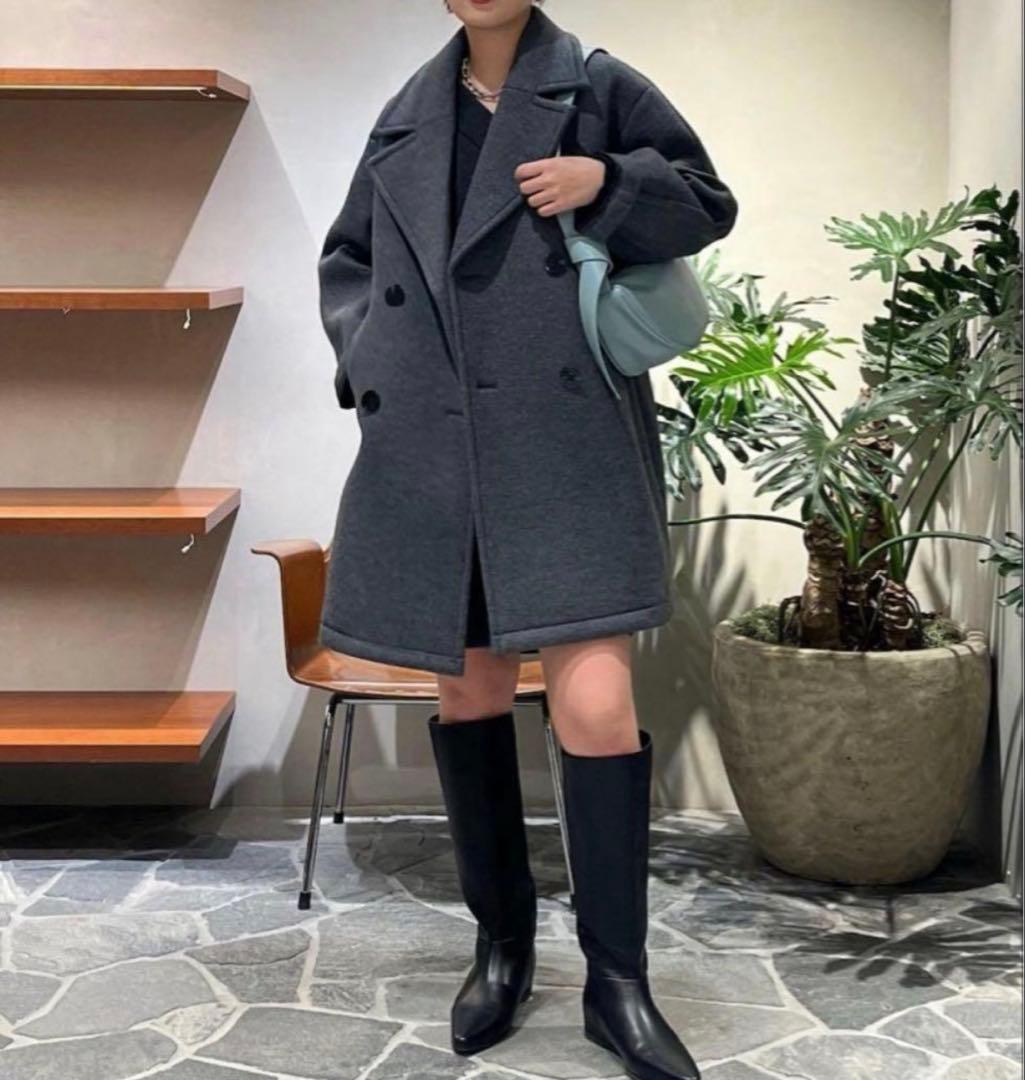 ADAM ET ROPE ウールジャージボンディングPコート