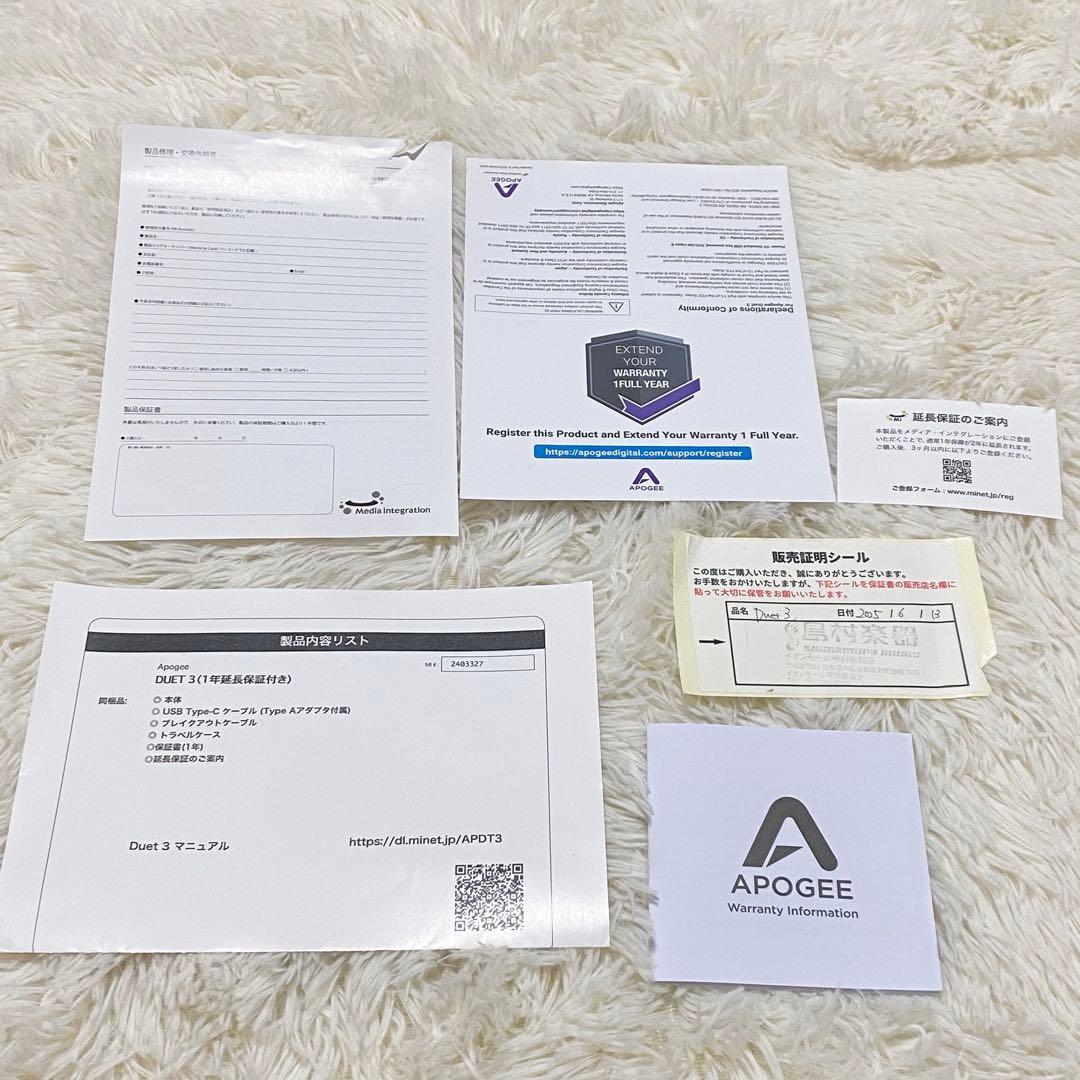 【未使用級・動作確認済み】Apogee Duet 3 オーディオインターフェイス