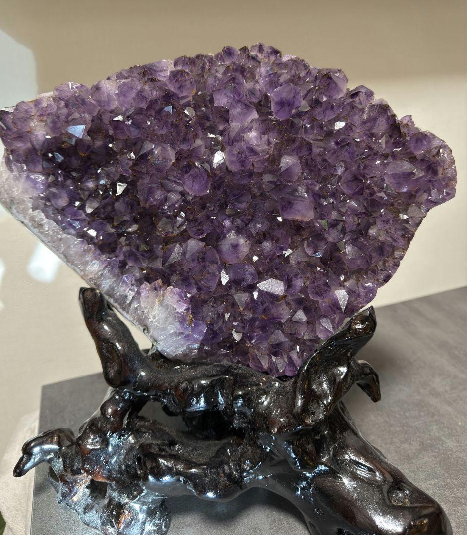 ​✨超特大・金運爆上げ✨【台座付】タイチンルチル アメジストクラスター 原石