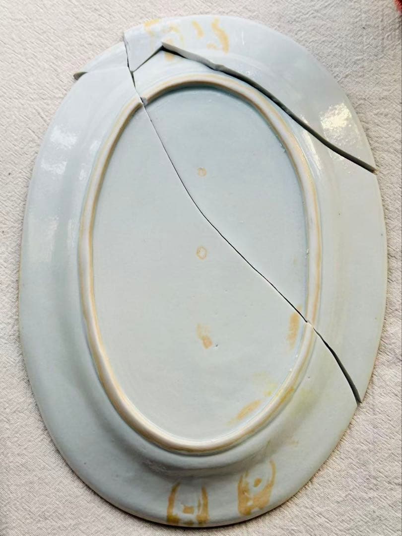 伊藤聡信 色絵　9寸 大皿　楕円皿 金継ぎで修復可能