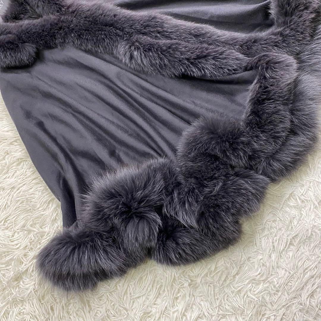 極美品✨カシミア100% フォックスファー ポンチョ2way ケープコート 黒系