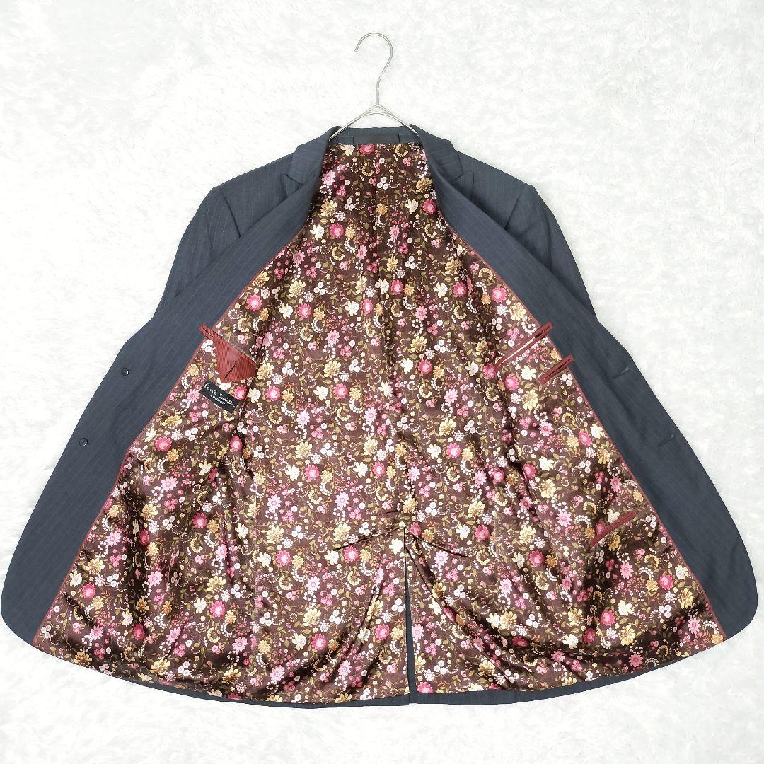 ポールスミス 花柄 ネイビーグレー ストライプ テーラードジャケット 派手