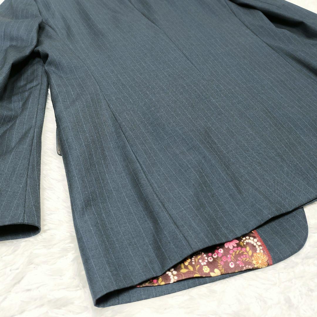 ポールスミス 花柄 ネイビーグレー ストライプ テーラードジャケット 派手