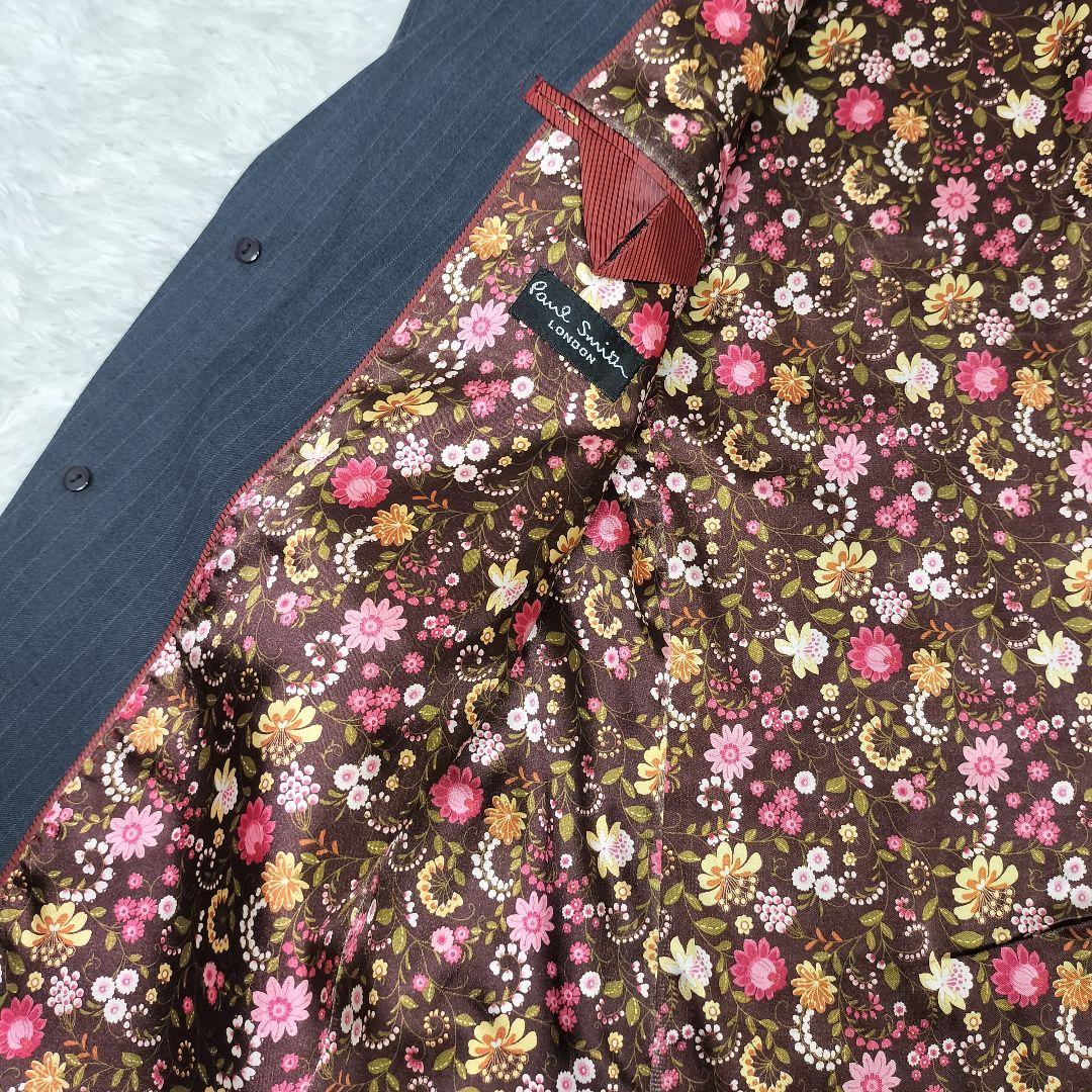 ポールスミス 花柄 ネイビーグレー ストライプ テーラードジャケット 派手