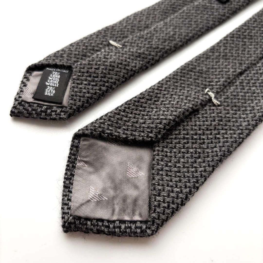 ꧁新品未使用꧂ エンポリオアルマーニ ネクタイ ナロータイ 無地 ウール グレー