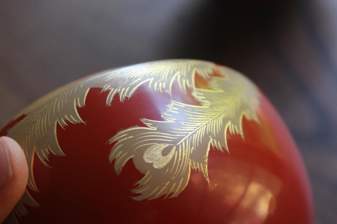 時代逸品！上質朱漆に極上鳳凰沈金蒔絵の映える大椀2点（検輪島塗雑煮椀煮物椀