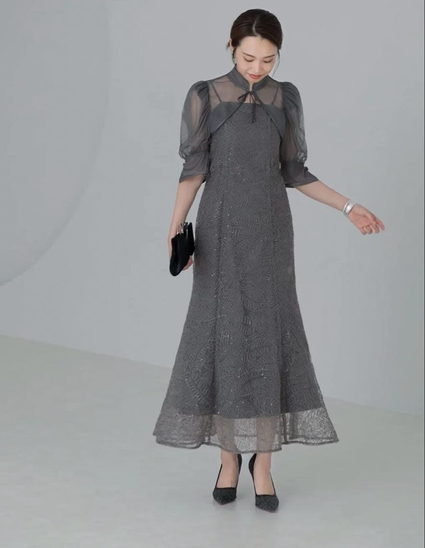 leja スパンコールボタニカルマーメイドボレロ2WAYドレス　結婚式