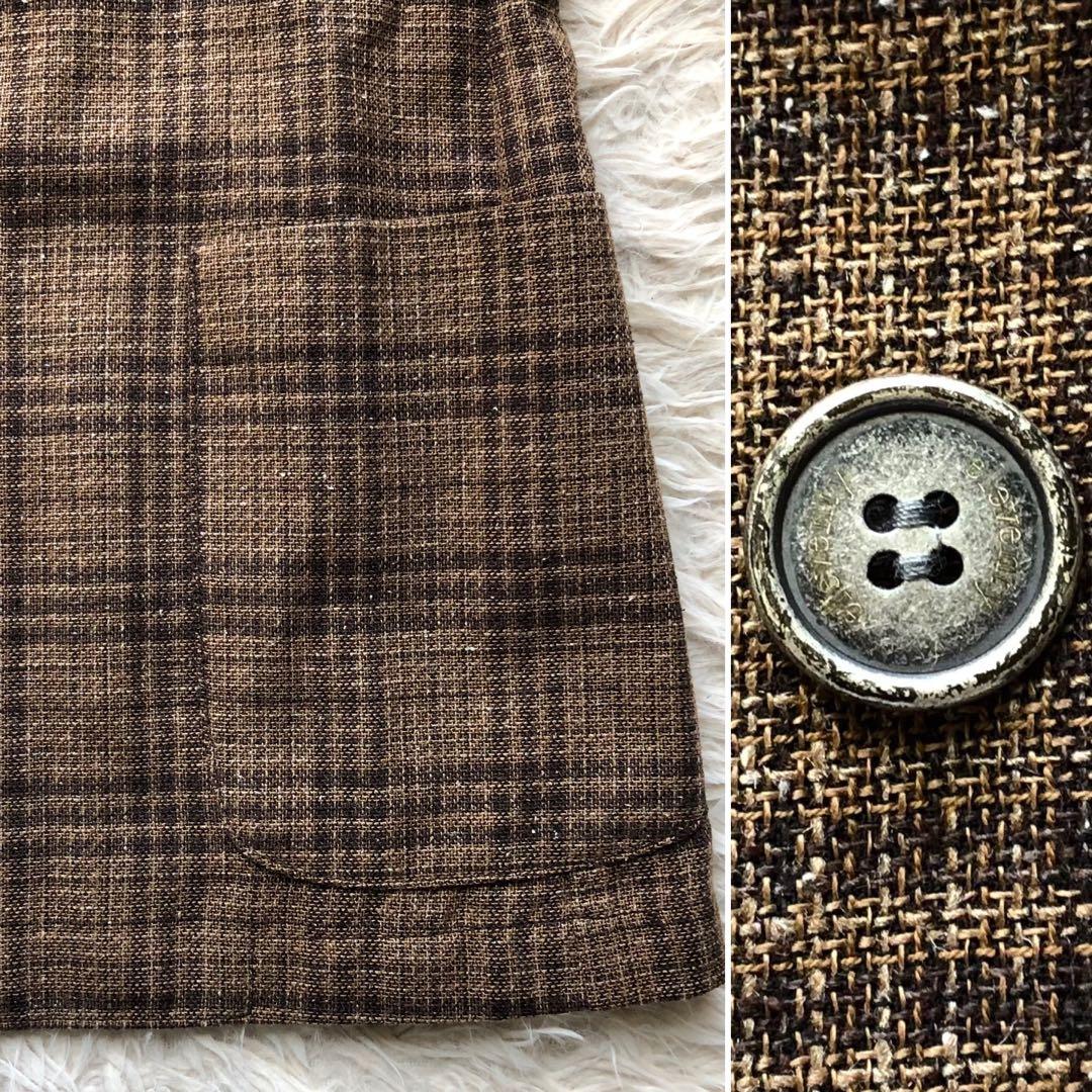 【超希少XL三者混】イレブンティ　テーラードジャケット　茶　メタルボタン　綿麻絹