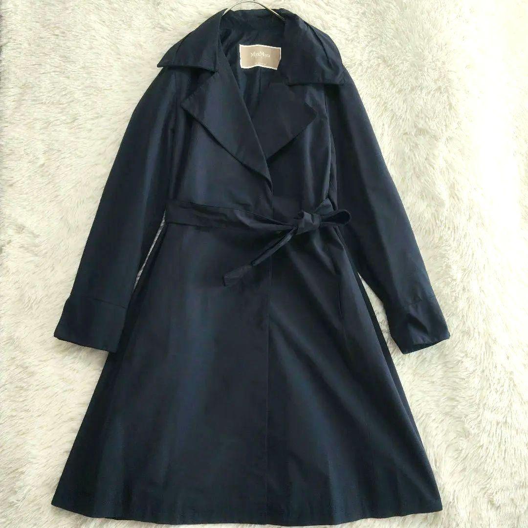 マックスマーラ　トレンチコート　ベルト付き　ロング丈　比翼仕様　ビッグショール