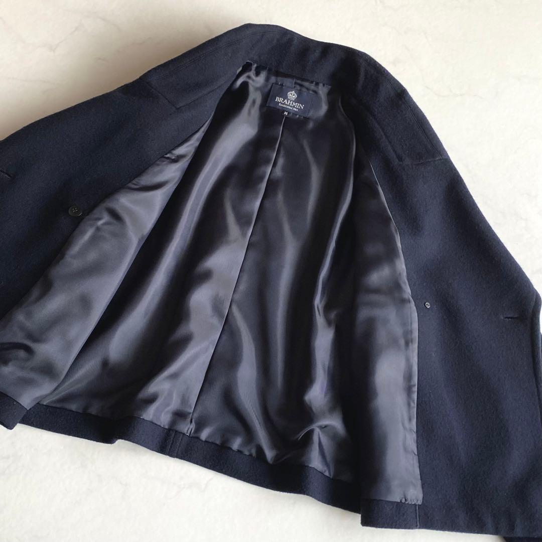 BRAHMIN ビッグカラー ダブル Pコート 金ボタン ネイビー サイズ38