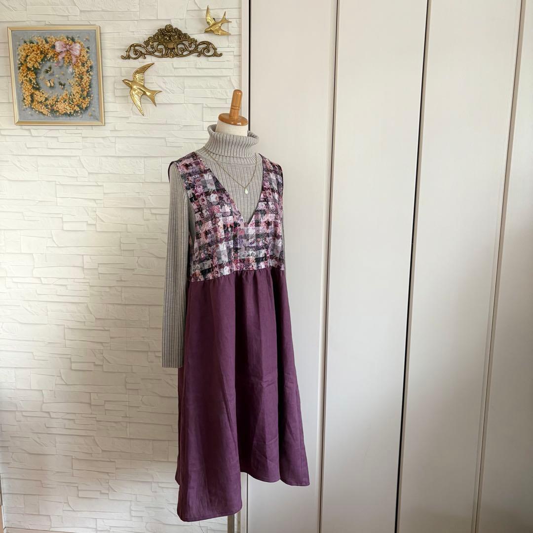 SALE リバティ　アーカイブギンガム　ジャンパースカート　ワンピース