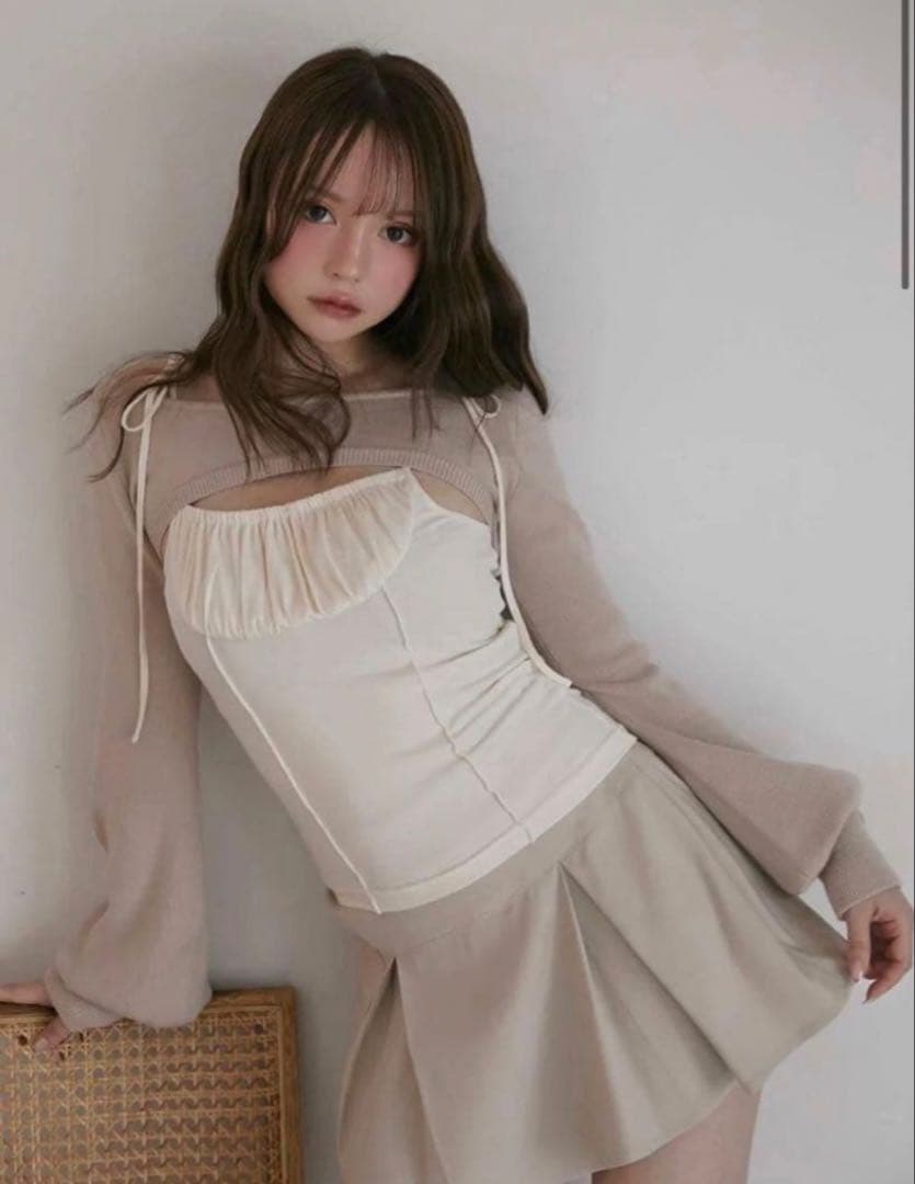 トップス andmary Sophia layered tops Beige