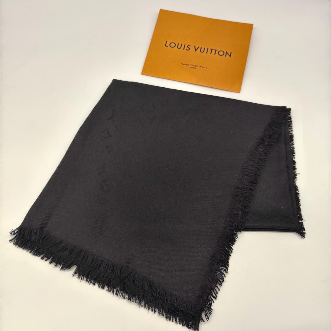 【美品】ルイヴィトン ショール モノグラム シャイン ノワール 大判ストール